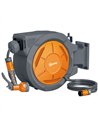 Outsunny Retractable Hose Reel Wall Mounted, 30+2m Garden Hose Pipe Reel with Lock, Auto Rewind, 7 in 1 Spray Nozzle, Includes W