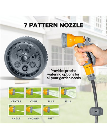 Outsunny Retractable Hose Reel Wall Mounted, 30+2m Garden Hose Pipe Reel with Lock, Auto Rewind, 7 in 1 Spray Nozzle, Includes W - pic 178329 | FastDaddyshop