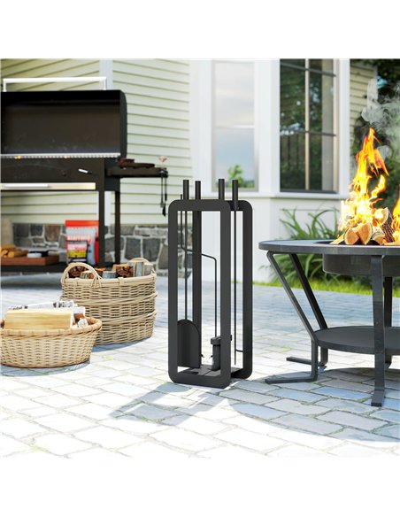 Outsunny 5 Pieces Fireplace Companion Set, Metal Fireplace Accessories Fireside Companion Set with Brush, Shovel, Poker, A Pair  - pic 178333 | FastDaddyshop