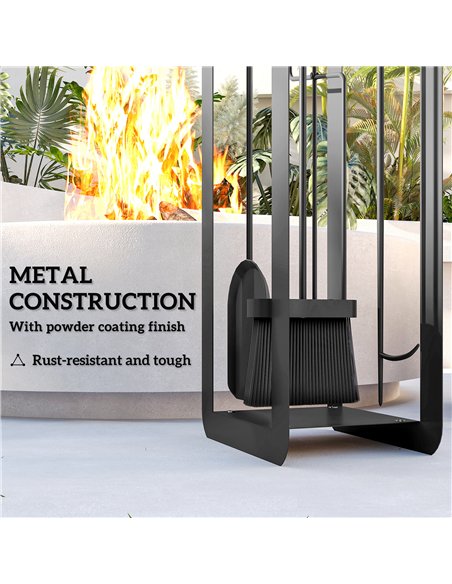 Outsunny 5 Pieces Fireplace Companion Set, Metal Fireplace Accessories Fireside Companion Set with Brush, Shovel, Poker, A Pair  - pic 178336 | FastDaddyshop