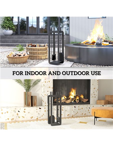 Outsunny 5 Pieces Fireplace Companion Set, Metal Fireplace Accessories Fireside Companion Set with Brush, Shovel, Poker, A Pair  - pic 178337 | FastDaddyshop