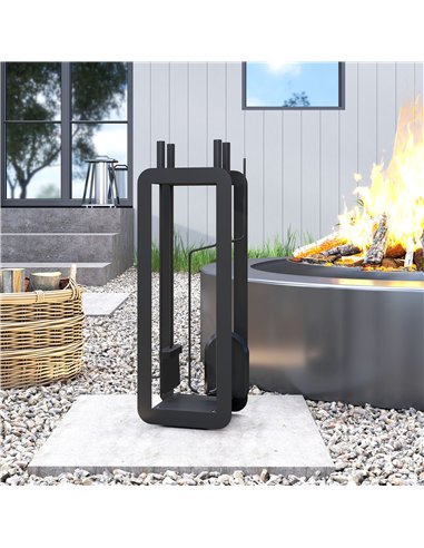 Outsunny 5 Pieces Fireplace Companion Set, Metal Fireplace Accessories Fireside Companion Set with Brush, Shovel, Poker, A Pair 