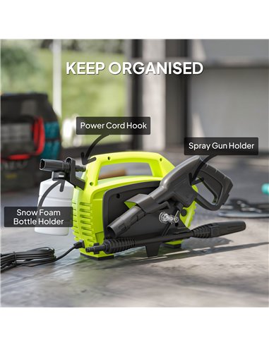 Outsunny 1600W 130-Bar Pressure Washer - Green