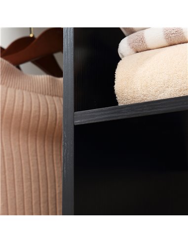HOMCOM Double Mobile Open Wardrobe With Clothes Hanging Rails Storage Shelves Organizer Bedroom Furniture - Black