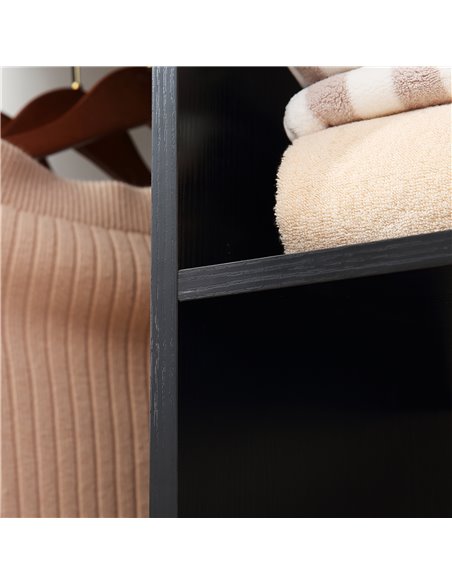 HOMCOM Double Mobile Open Wardrobe With Clothes Hanging Rails Storage Shelves Organizer Bedroom Furniture - Black - pic 17836 | FastDaddyshop