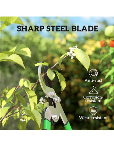 Outsunny Telescopic Loppers 64.5-90 cm, Extendable Garden Loppers Heavy Duty with Steel Blade and Adjustable Handles, Tree Trimm