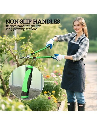 Outsunny Telescopic Loppers 64.5-90 cm, Extendable Garden Loppers Heavy Duty with Steel Blade and Adjustable Handles, Tree Trimm