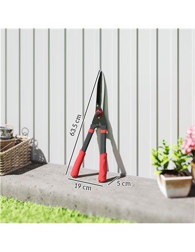 Outsunny Garden Shears, 63.5 cm Heavy Duty Hedge Shears with Razor-Sharp Blades, Comfort Grip and Tension Adjuster for Hedges, S