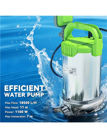 Outsunny 1100W Submersible Water Pump for Dirty/Clean Water, 18500L/H Electric Sump Pump with Float Switch, Drain Water from Gar - pic 178407 | FastDaddyshop