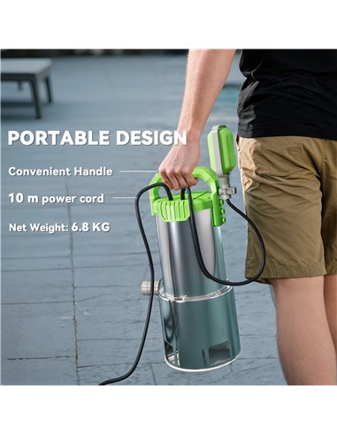 Outsunny 1100W Submersible Water Pump for Dirty/Clean Water, 18500L/H Electric Sump Pump with Float Switch, Drain Water from Gar