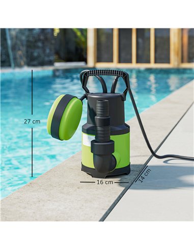 Outsunny 400W Submersible Water Pump for Dirty/Clean Water, 9000L/H Electric Sump Pump with Float Switch, Drain Water from Garde