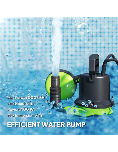 Outsunny 400W Submersible Water Pump for Dirty/Clean Water, 9000L/H Electric Sump Pump with Float Switch, Drain Water from Garde - pic 178416 | FastDaddyshop