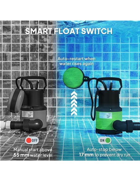 Outsunny 400W Submersible Water Pump for Dirty/Clean Water, 9000L/H Electric Sump Pump with Float Switch, Drain Water from Garde - pic 178417 | FastDaddyshop
