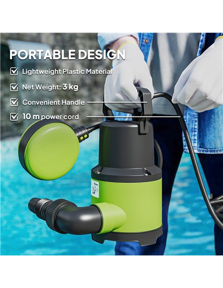 Outsunny 400W Submersible Water Pump for Dirty/Clean Water, 9000L/H Electric Sump Pump with Float Switch, Drain Water from Garde - pic 178419 | FastDaddyshop