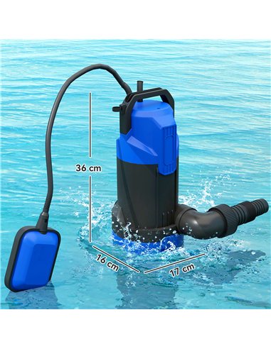 Outsunny 750W Submersible Water Pump for Dirty/Clean Water, 20000L/H Electric Sump Pump with Float Switch, Drain Water from Gard