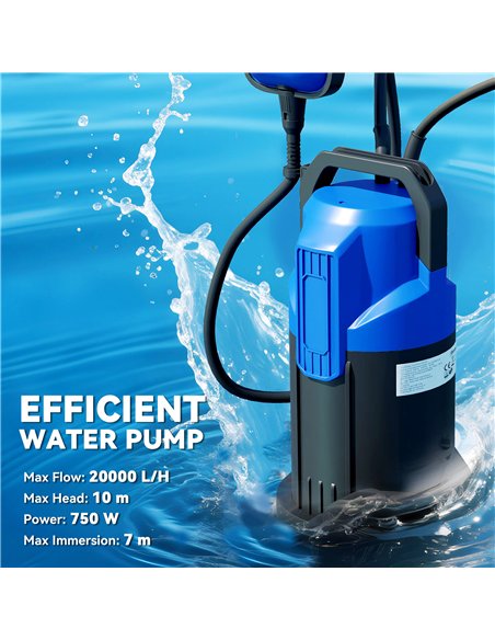 Outsunny 750W Submersible Water Pump for Dirty/Clean Water, 20000L/H Electric Sump Pump with Float Switch, Drain Water from Gard - pic 178425 | FastDaddyshop