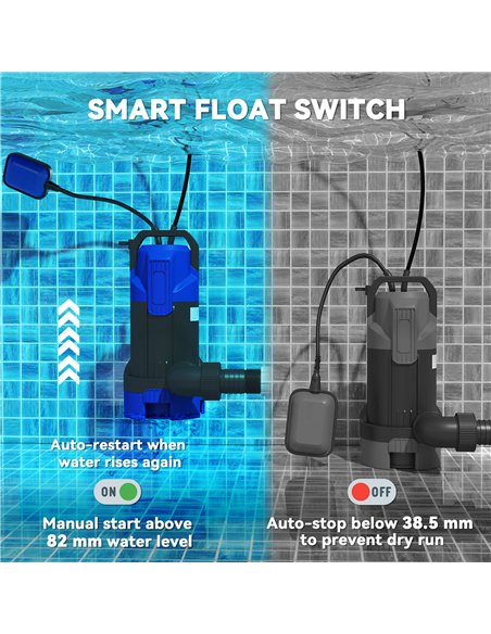 Outsunny 750W Submersible Water Pump for Dirty/Clean Water, 20000L/H Electric Sump Pump with Float Switch, Drain Water from Gard - pic 178426 | FastDaddyshop
