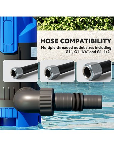 Outsunny 750W Submersible Water Pump for Dirty/Clean Water, 20000L/H Electric Sump Pump with Float Switch, Drain Water from Gard