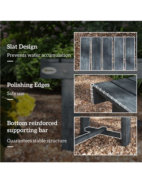 Outsunny 2-Seater Garden Wooden Bench, Grey - pic 178445 | FastDaddyshop