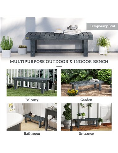 Outsunny 2-Seater Garden Wooden Bench, Grey