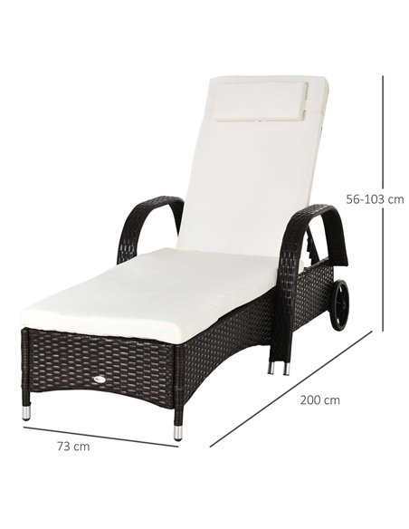 Outsunny 2PC Rattan Sun Lounger Recliner Bed Reclining Chair Patio Garden Outdoor Wicker Weave Adjustable Headrest with Fire Ret - pic 178451 | FastDaddyshop