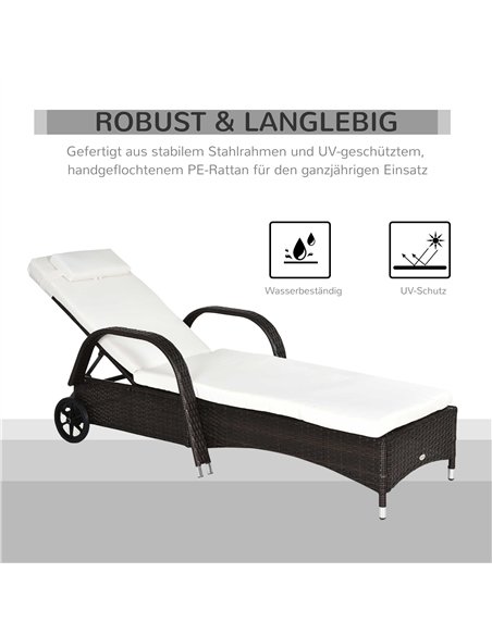 Outsunny 2PC Rattan Sun Lounger Recliner Bed Reclining Chair Patio Garden Outdoor Wicker Weave Adjustable Headrest with Fire Ret - pic 178454 | FastDaddyshop