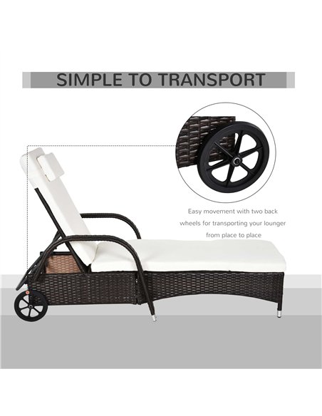 Outsunny 2PC Rattan Sun Lounger Recliner Bed Reclining Chair Patio Garden Outdoor Wicker Weave Adjustable Headrest with Fire Ret - pic 178455 | FastDaddyshop