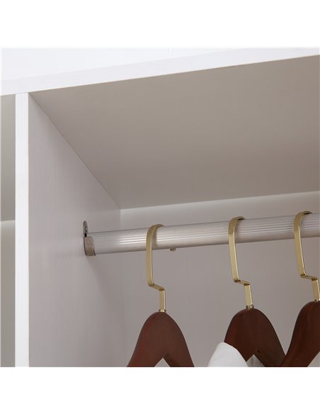 HOMCOM Double Mobile Open Wardrobe With Clothes Hanging Rails Storage Shelves Organizer Bedroom Furniture - White - pic 17846 | FastDaddyshop