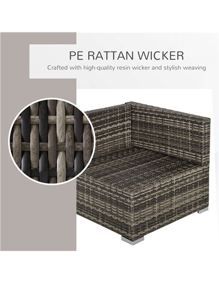Outsunny 7 Pieces Outdoor PE Rattan Corner Sofa Set, Patio Wicker Conversation Chaise Lounge Furniture w/ Tempered Glass Table-t - pic 178462 | FastDaddyshop
