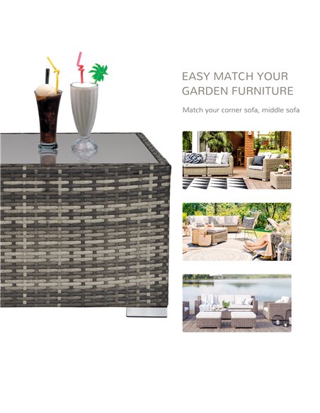 Outsunny 7 Pieces Outdoor PE Rattan Corner Sofa Set, Patio Wicker Conversation Chaise Lounge Furniture w/ Tempered Glass Table-t - pic 178464 | FastDaddyshop