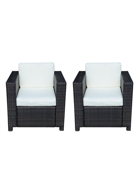 Outsunny 2 Rattan Garden single Seater Chair All Weather Wicker Weave Single Sofa chair armchair Patio Black - pic 178467 | FastDaddyshop