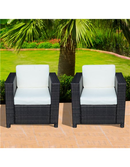 Outsunny 2 Rattan Garden single Seater Chair All Weather Wicker Weave Single Sofa chair armchair Patio Black - pic 178469 | FastDaddyshop