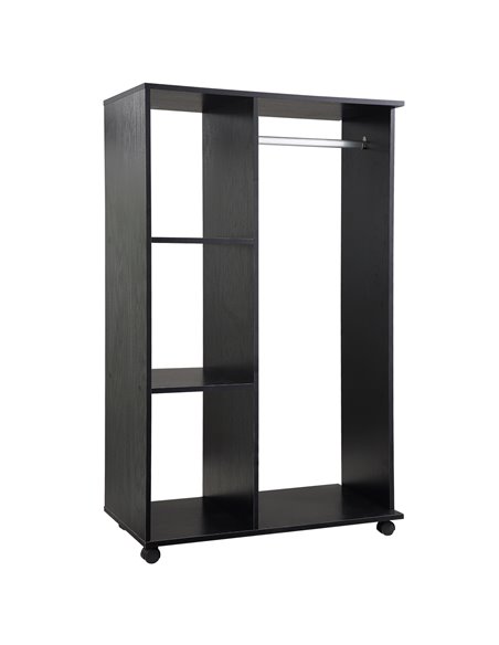 HOMCOM Open Wardrobe with Hanging Rail and Storage Shelves w/Wheels Bedroom- Black - pic 17847 | FastDaddyshop