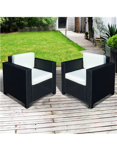 Outsunny 2 Rattan Garden single Seater Chair All Weather Wicker Weave Single Sofa chair armchair Patio Black
