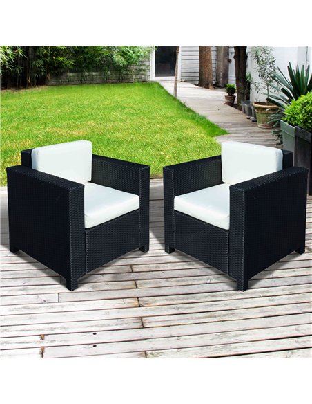 Outsunny 2 Rattan Garden single Seater Chair All Weather Wicker Weave Single Sofa chair armchair Patio Black - pic 178470 | FastDaddyshop