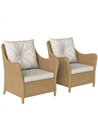 Outsunny Rattan Garden Chairs Set of 2, Outdoor Rattan Chairs with Cushions, Armrests and High Back, PE Wicker Garden Armchair w