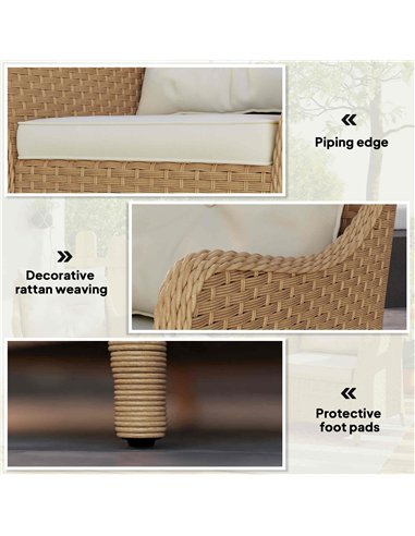 Outsunny Rattan Garden Chairs Set of 2, Outdoor Rattan Chairs with Cushions, Armrests and High Back, PE Wicker Garden Armchair w