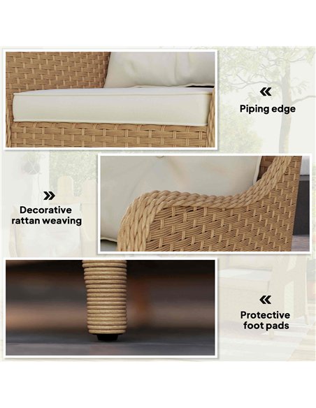 Outsunny Rattan Garden Chairs Set of 2, Outdoor Rattan Chairs with Cushions, Armrests and High Back, PE Wicker Garden Armchair w - pic 178477 | FastDaddyshop