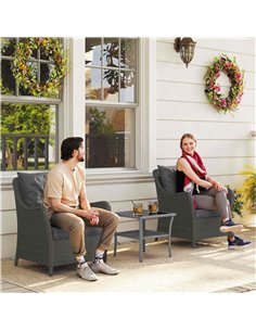 Outsunny Rattan Garden Chairs Set of 2, Outdoor Rattan Chairs with Cushions, Armrests and High Back, PE Wicker Garden Armchair w 2