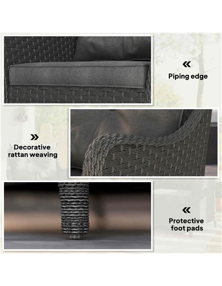 Outsunny Rattan Garden Chairs Set of 2, Outdoor Rattan Chairs with Cushions, Armrests and High Back, PE Wicker Garden Armchair w - pic 178495 | FastDaddyshop