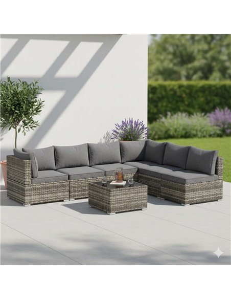 Outsunny 7-Piece Outdoor PE Rattan Corner Sofa Set with Glass Table Dark Grey 860-P021 - pic 178502 | FastDaddyshop