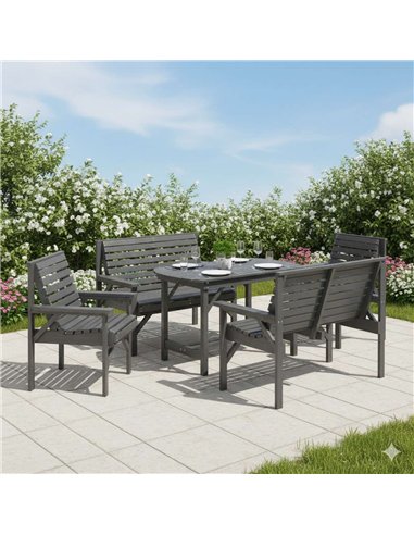 Outsunny 5 Piece Wooden Garden Dining Set for 6 Grey 84G-140V01LR