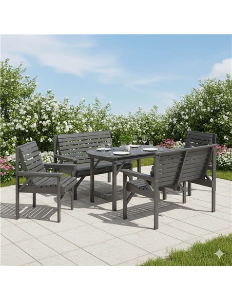 Outsunny 5 Piece Wooden Garden Dining Set for 6 Grey 84G-140V01LR - pic 178504 | FastDaddyshop