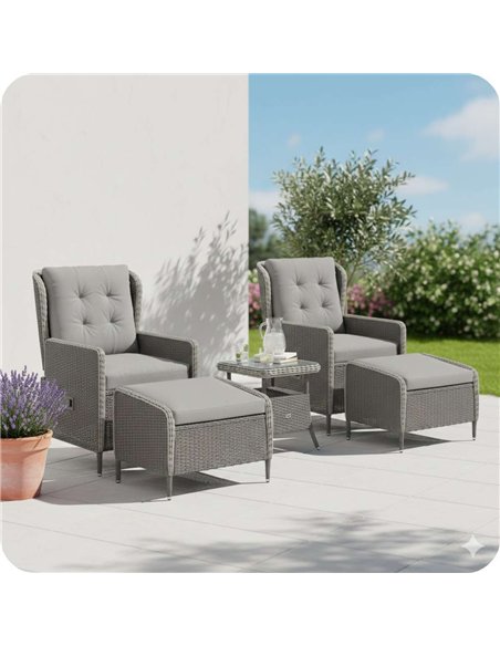 Outsunny Reclining Rattan Chair Set - Charcoal Grey 860-348V70CG - pic 178505 | FastDaddyshop