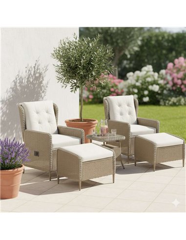 Outsunny Reclining Rattan Chair Set - Light Grey 860-348V70LG