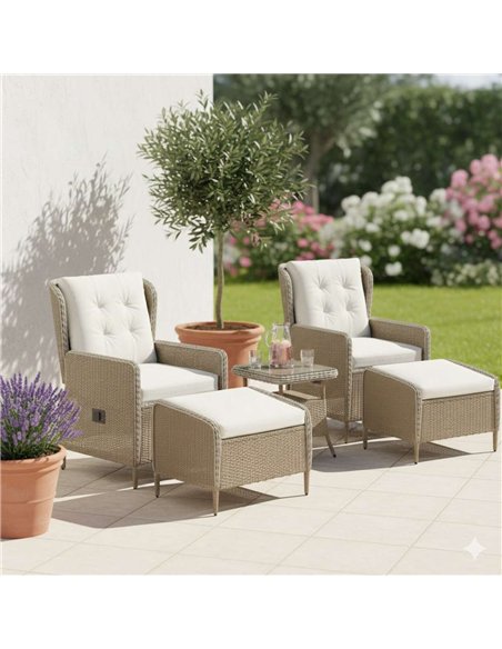 Outsunny Reclining Rattan Chair Set - Light Grey 860-348V70LG - pic 178506 | FastDaddyshop