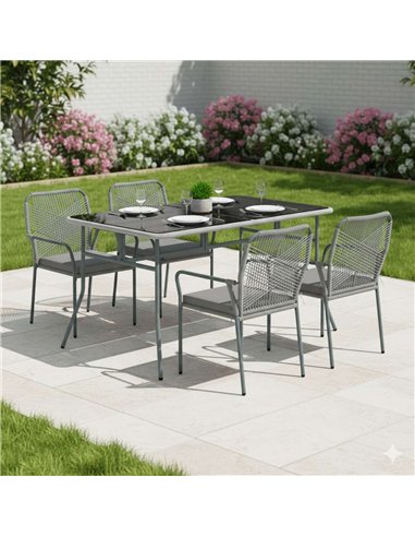 Outsunny Rattan Garden Dining Set - Light Grey 861-102V70GY