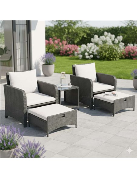 Outsunny Rattan Garden Set with Coffee Table & Ottomans - Cream White 860-349V70CW - pic 178508 | FastDaddyshop