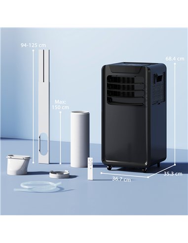HOMCOM Air Conditioning Unit 10000 BTU, 4-in-1 Portable Air Conditioner with Remote Control, LED Display, 2 Speeds, Black