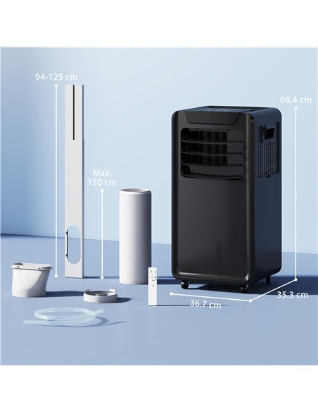 HOMCOM Air Conditioning Unit 10000 BTU, 4-in-1 Portable Air Conditioner with Remote Control, LED Display, 2 Speeds, Black - pic 178513 | FastDaddyshop